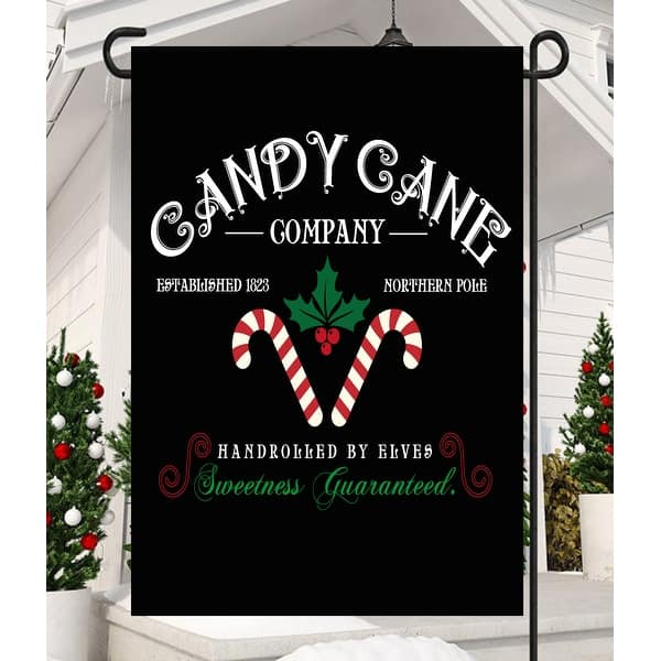 Black "Candy Cane Company" Decorative Rectangular Garden Flag 18" x 12